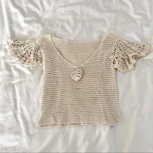 crochet short sleeve knit top